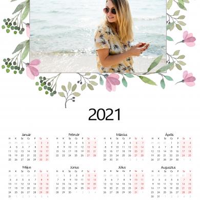 30x45 naptár, virágos minta, FEKVŐ képpel